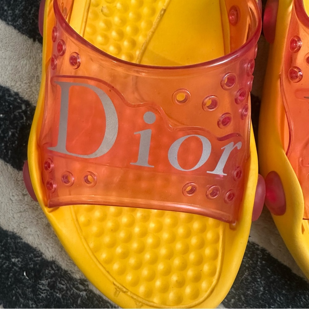 Dior Yellow and Orange Slide Sandals - Picture 3 of 11